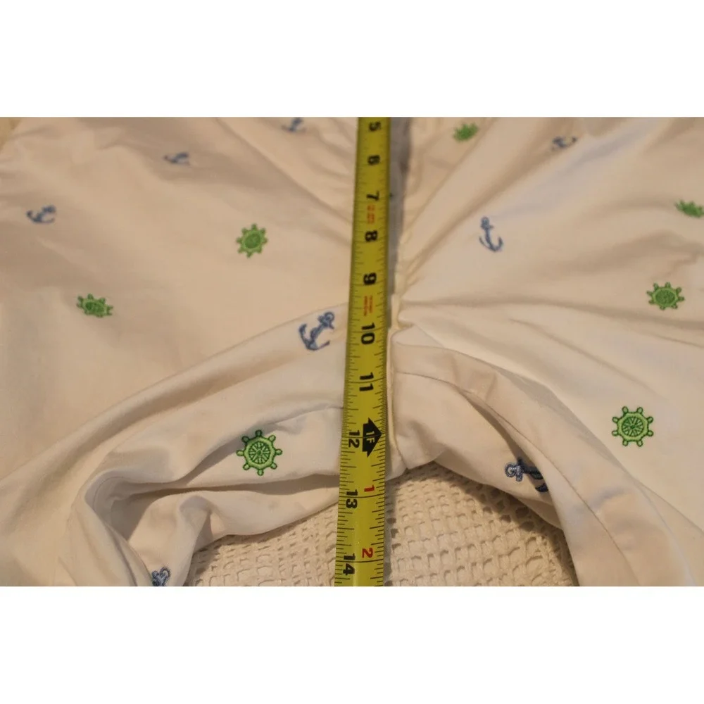 Brooks‎ Brothers Embroidered Nautical Anchor Stretch Pants White Size 10